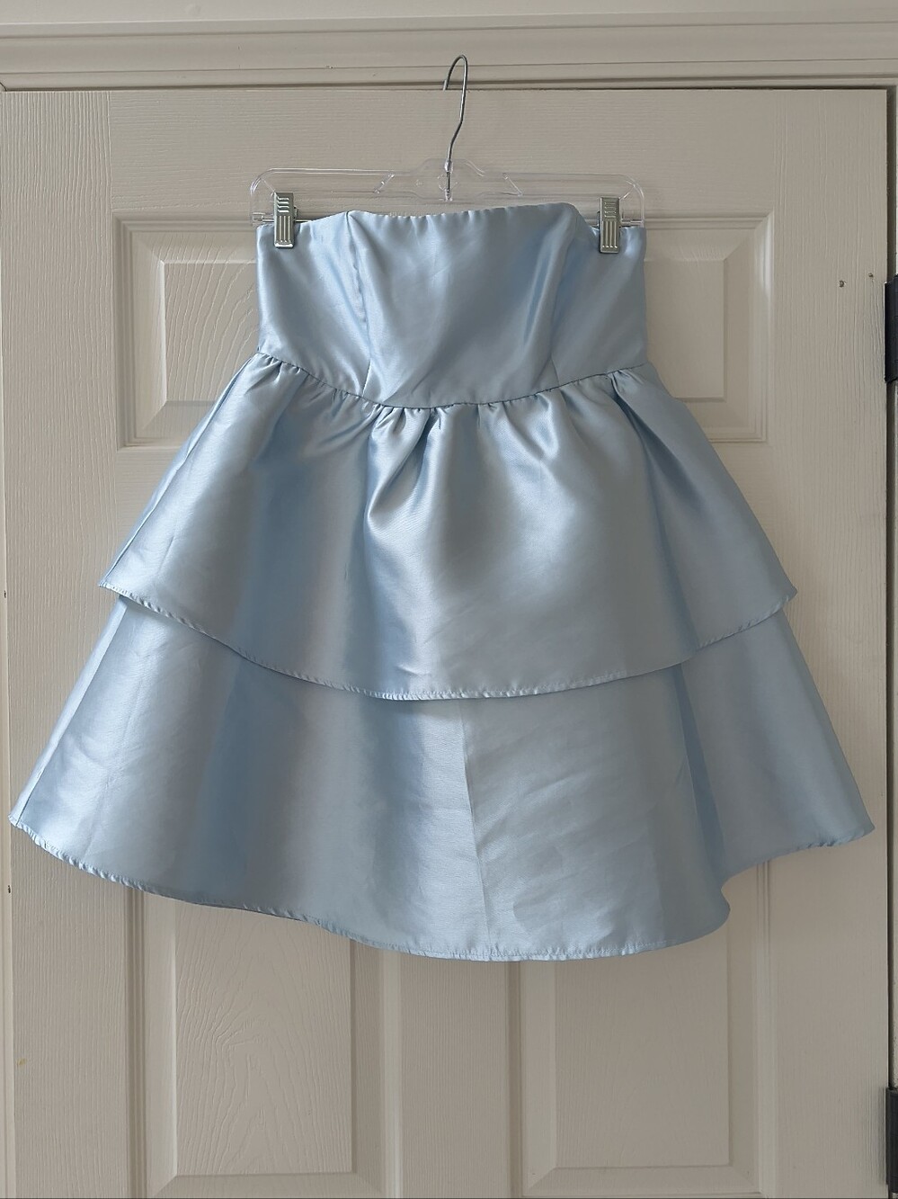 Judith March Cinderella Blue Babydoll Strapless Mini Dress | Size M